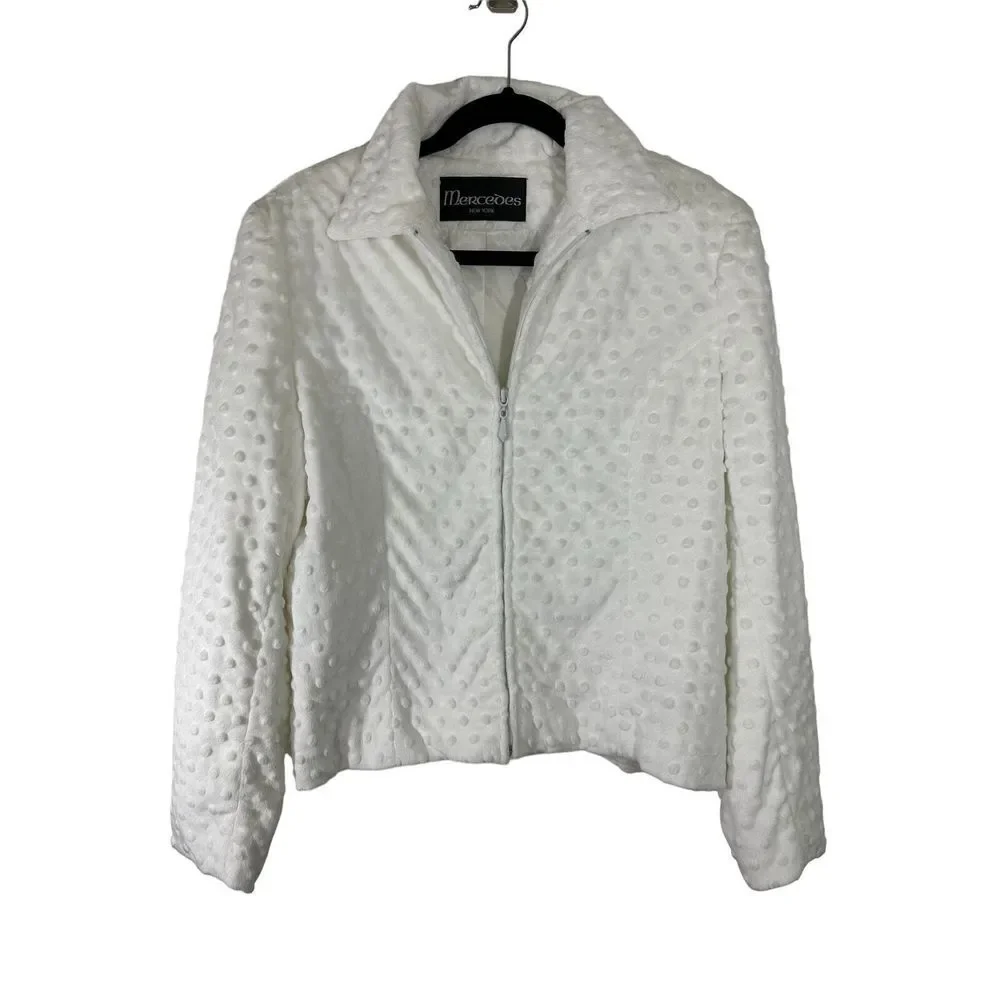 Mercedes New York Women's SZ 12 Vintage‎ Preowned Dotted Swiss Zipper Jacket